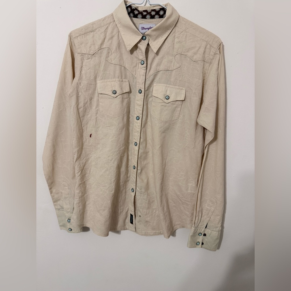Wrangler Beige Button-Up Shirt